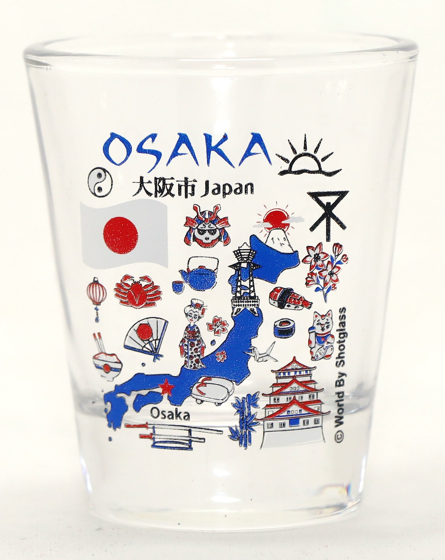 Osaka Japan Landmarks and Icons Collage Shot Glass