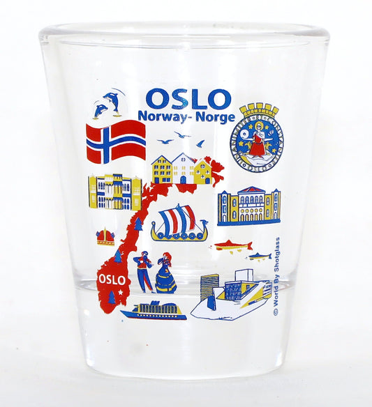 Oslo Norway Landmarks and Icons Collage Shot Glass