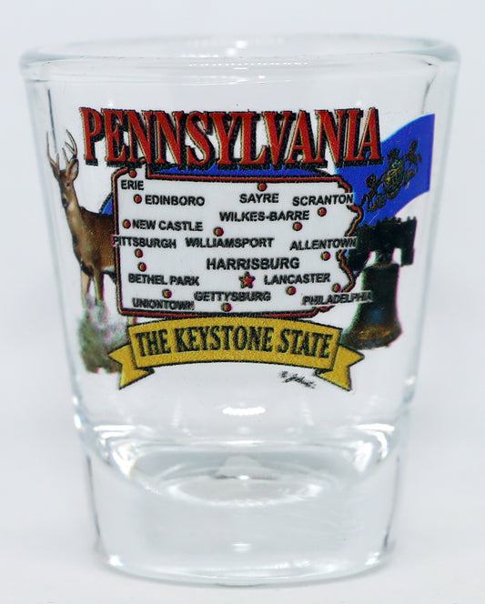 Pennsylvania State Elements Map Shot Glass