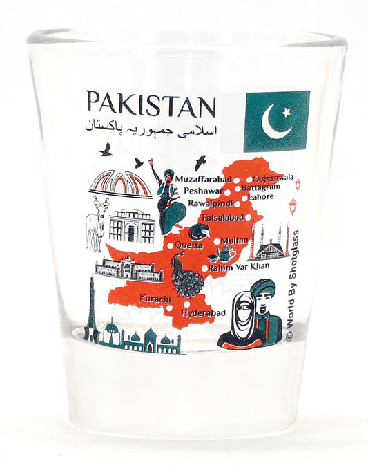 Pakistan Landmarks and Icons Collage Shot Glass