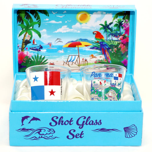 Panama Central America Boxed Shot Glass Set (Set of 2)
