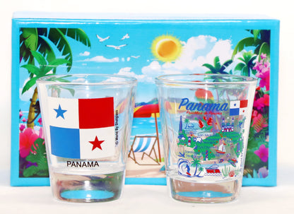 Panama Central America Boxed Shot Glass Set (Set of 2)