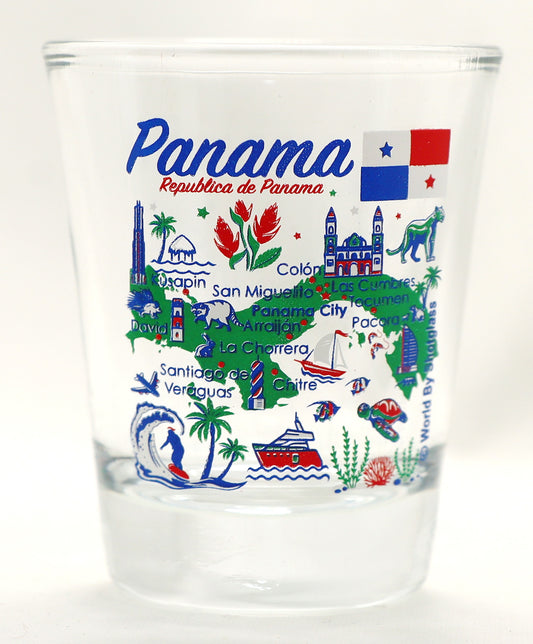 Panama Landmarks and Icons Collage Shot Glass