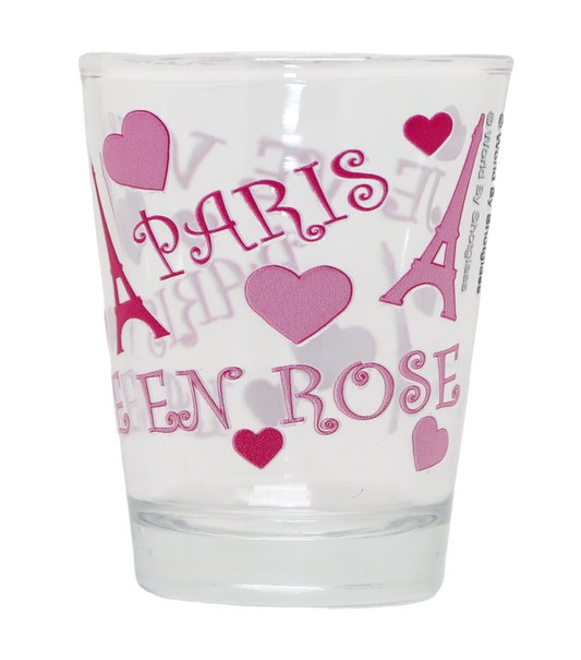 Paris France Eiffel Tower and Hearts Collage Shot Glass