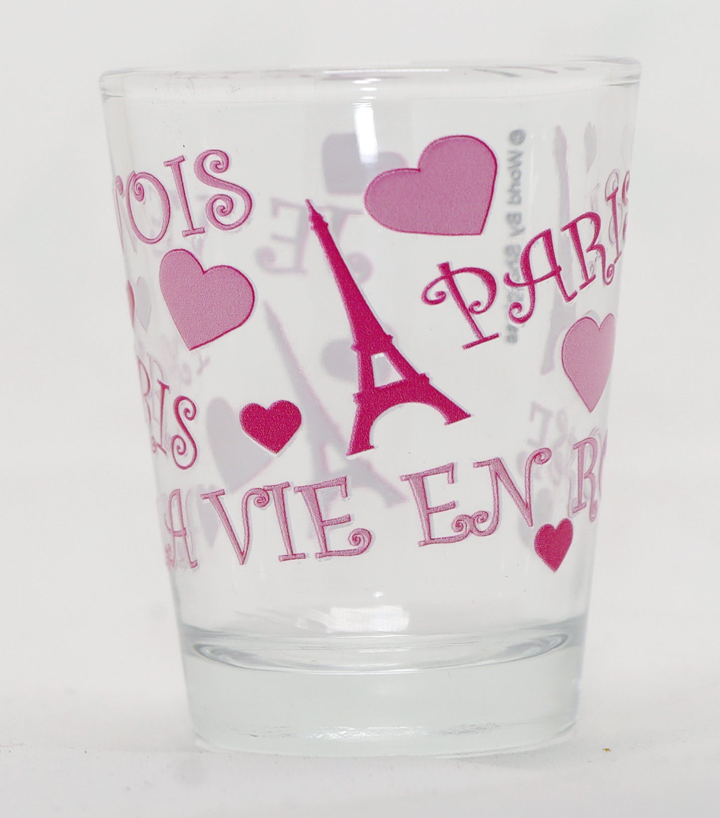 Paris France Eiffel Tower and Hearts Collage Shot Glass