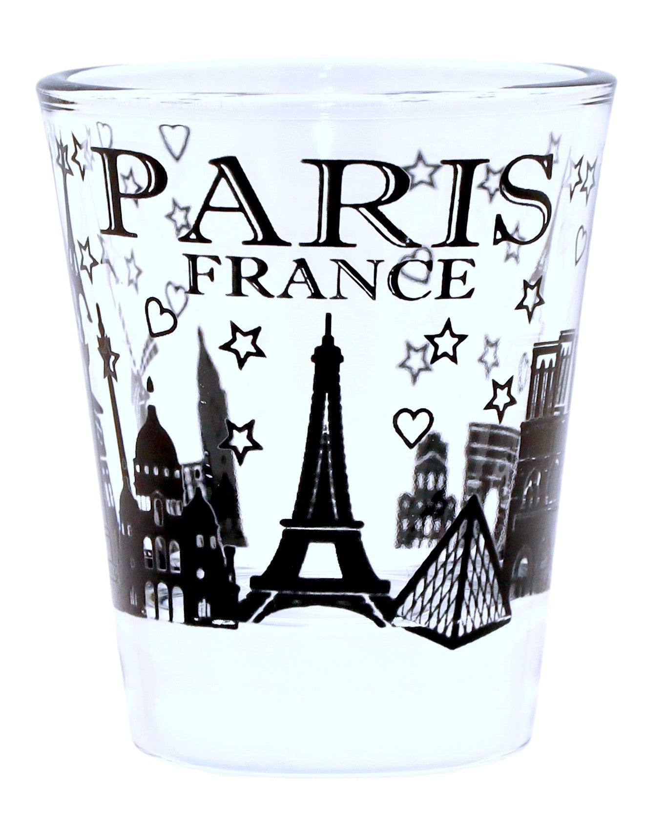 Paris France Black Landmarks Collage Shot Glass