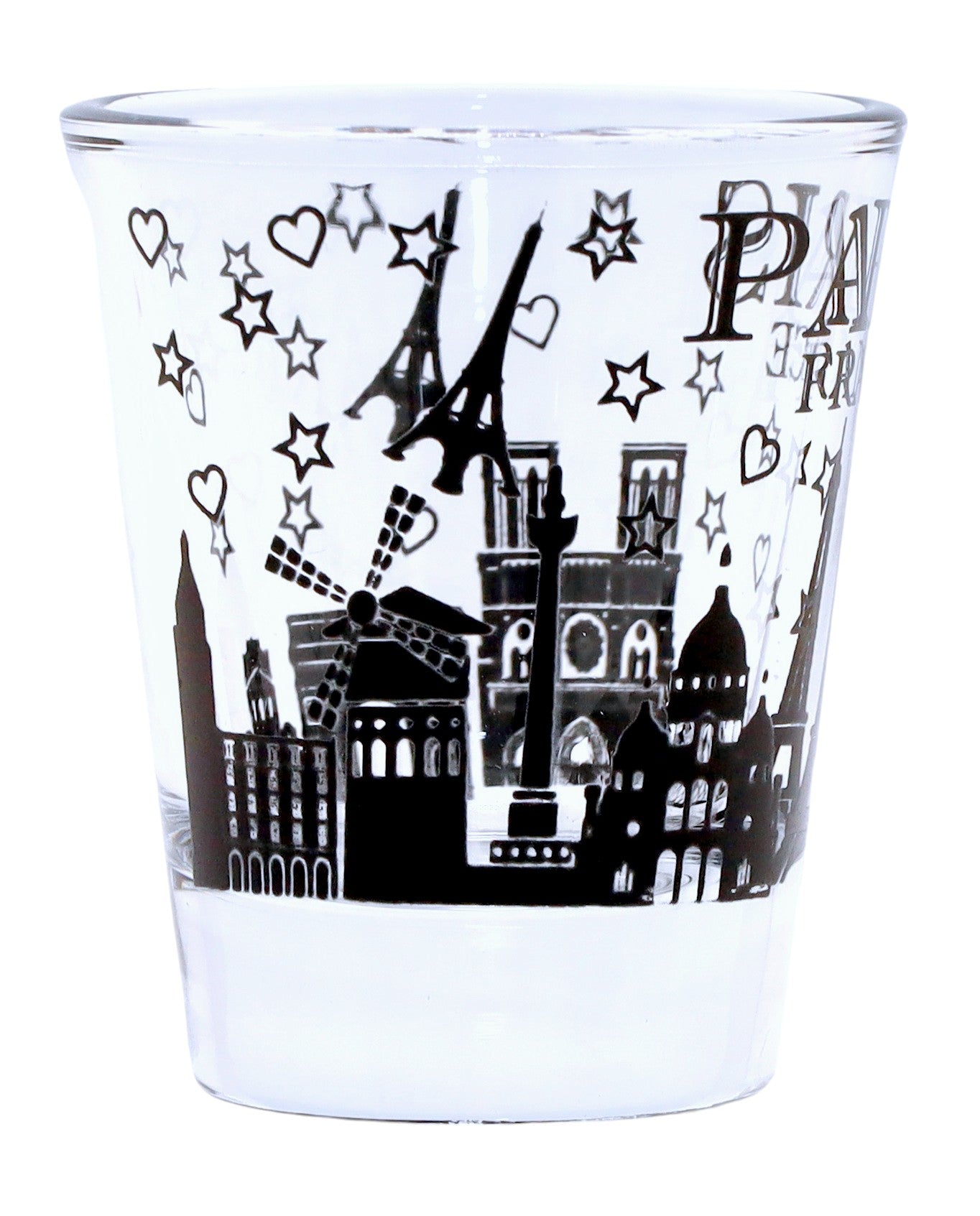 Paris France Black Landmarks Collage Shot Glass