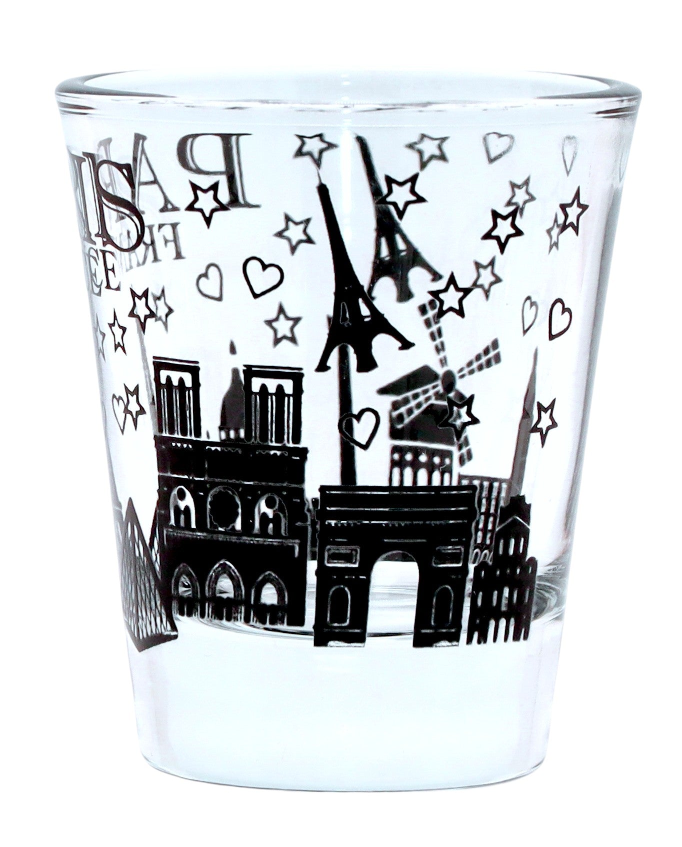 Paris France Black Landmarks Collage Shot Glass