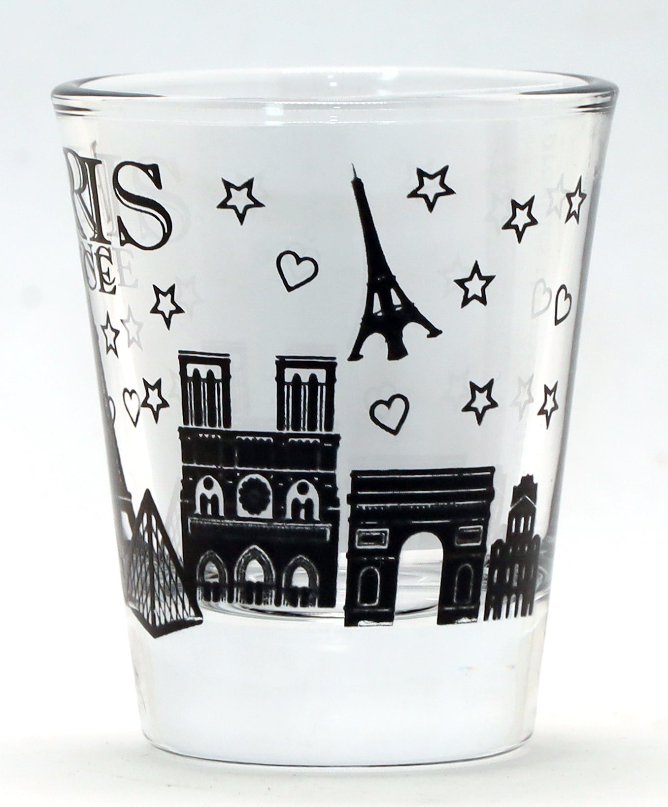 Paris France Black Landmarks Collage Shot Glass