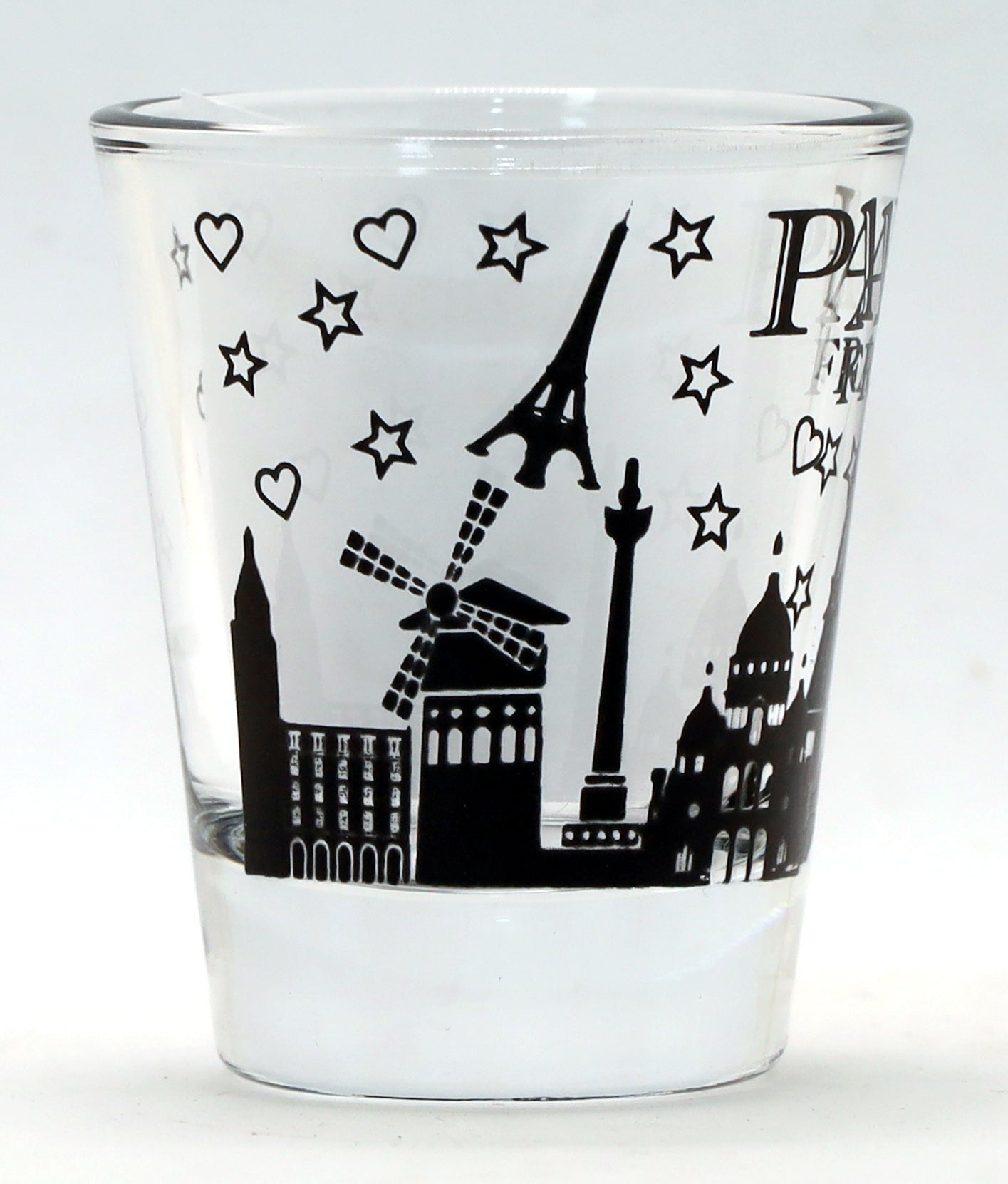 Paris France Black Landmarks Collage Shot Glass