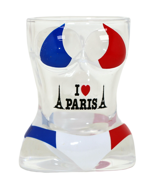 Paris France Flag Full Body Bikini 3D Shot Glass