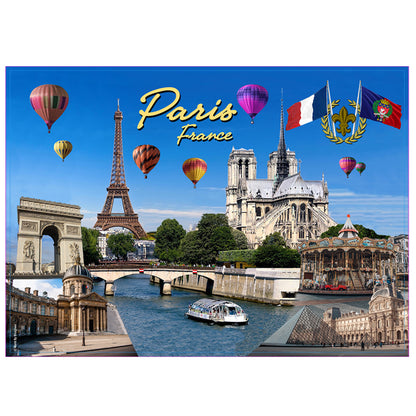 Paris France Landmarks and Icons Collage Jigsaw Puzzle 500 pcs (21" x 15" when finished)