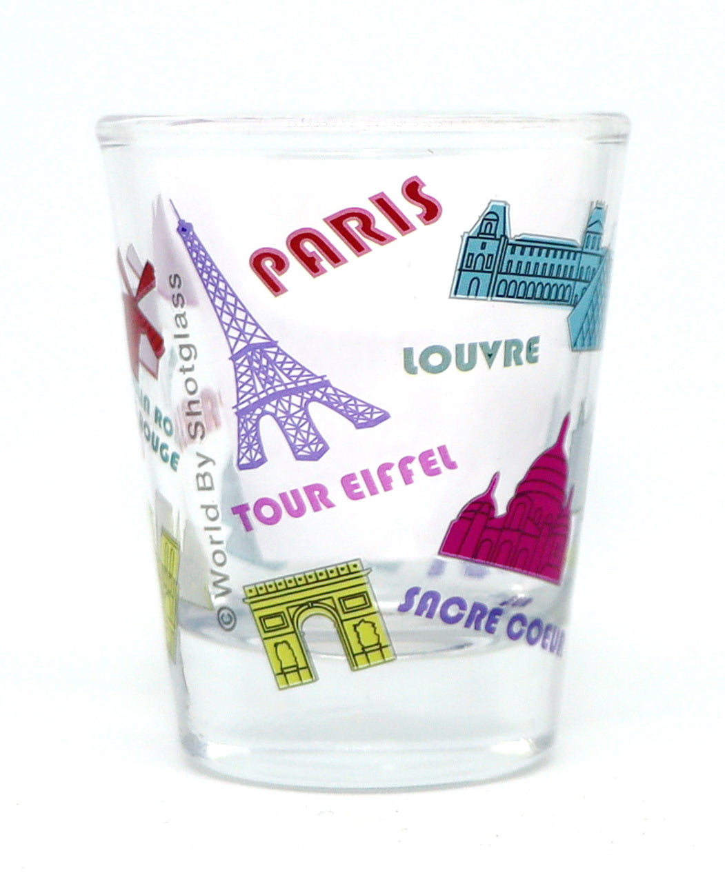 Paris France Color Landmarks Collage Shot Glass