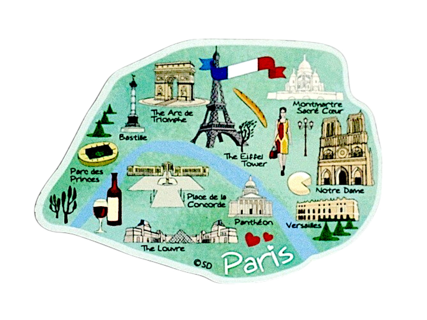 Paris France Decowood Jumbo Wood Fridge Magnet 3.75" x 2.75"