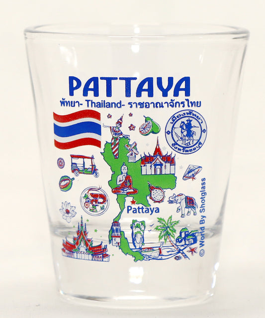 Pattaya Thailand Landmarks and Icons Collage Shot Glass