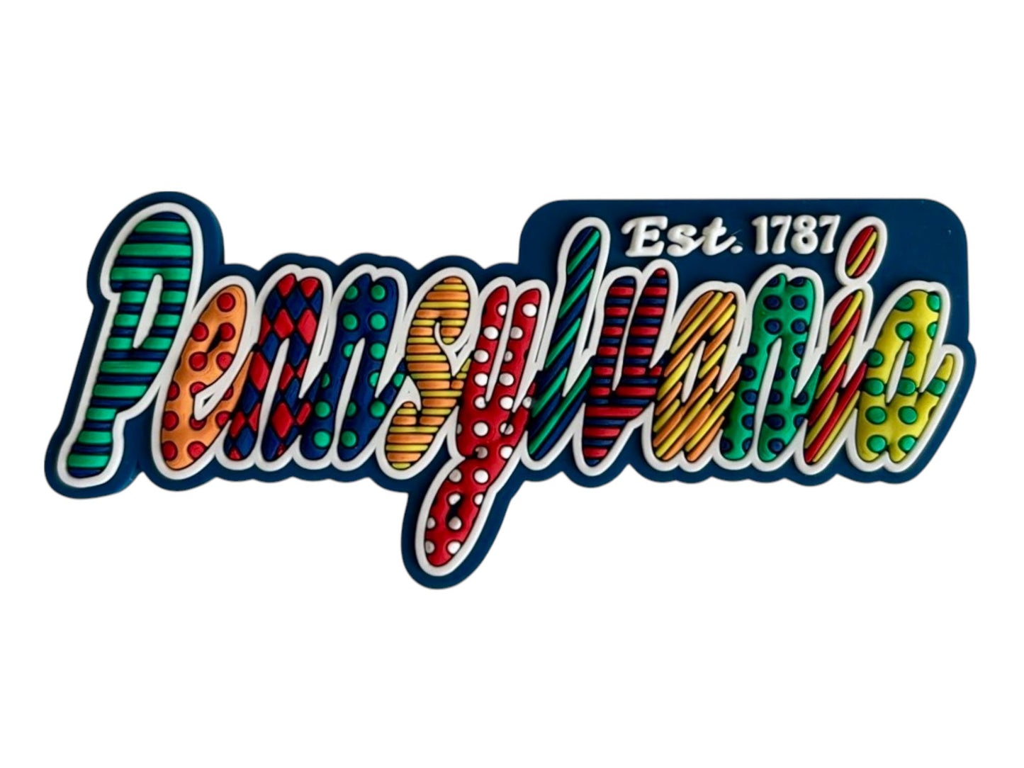 Pennsylvania Festive Multicolor Letters Fridge Designer Magnet 3.25" x 1.25"