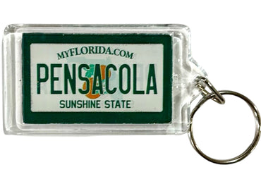 Pensacola Florida License Plate Acrylic Rectangular Souvenir Keychain 2.5" X 1.5"
