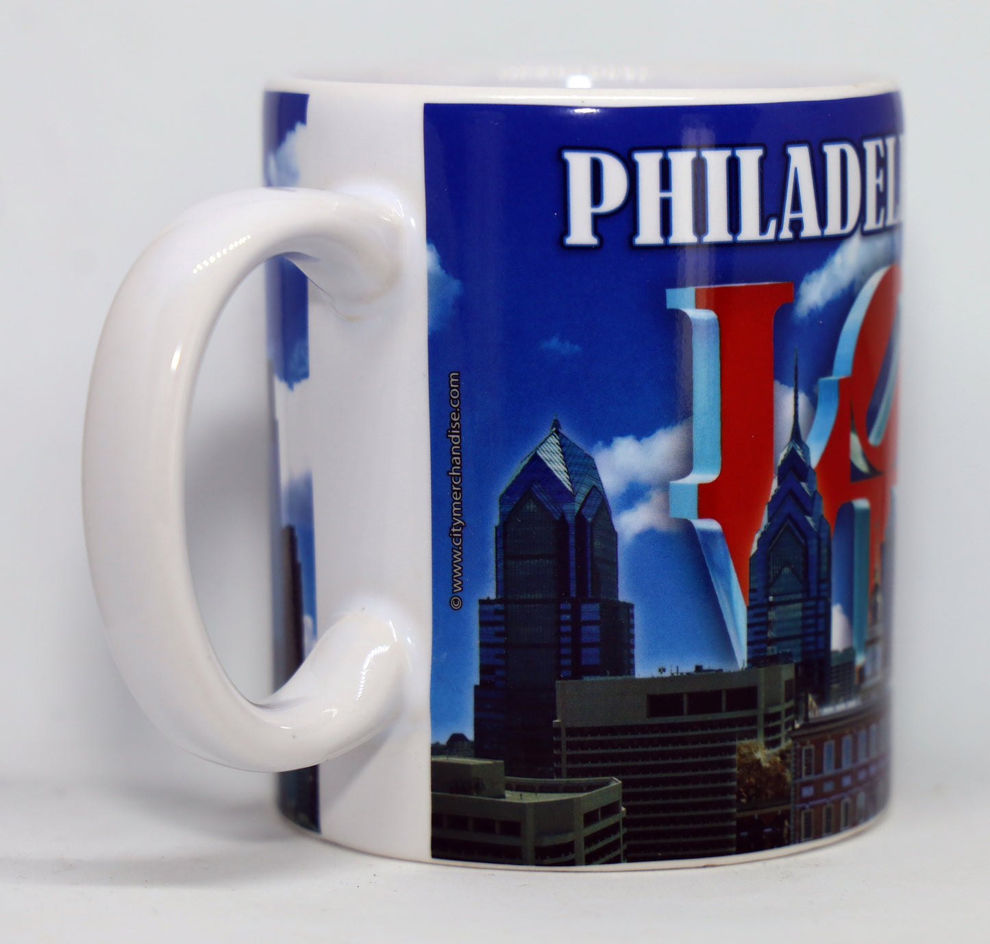 Philadelphia Pennsylvania Day Skyline Love Sculpture Mug 11 oz