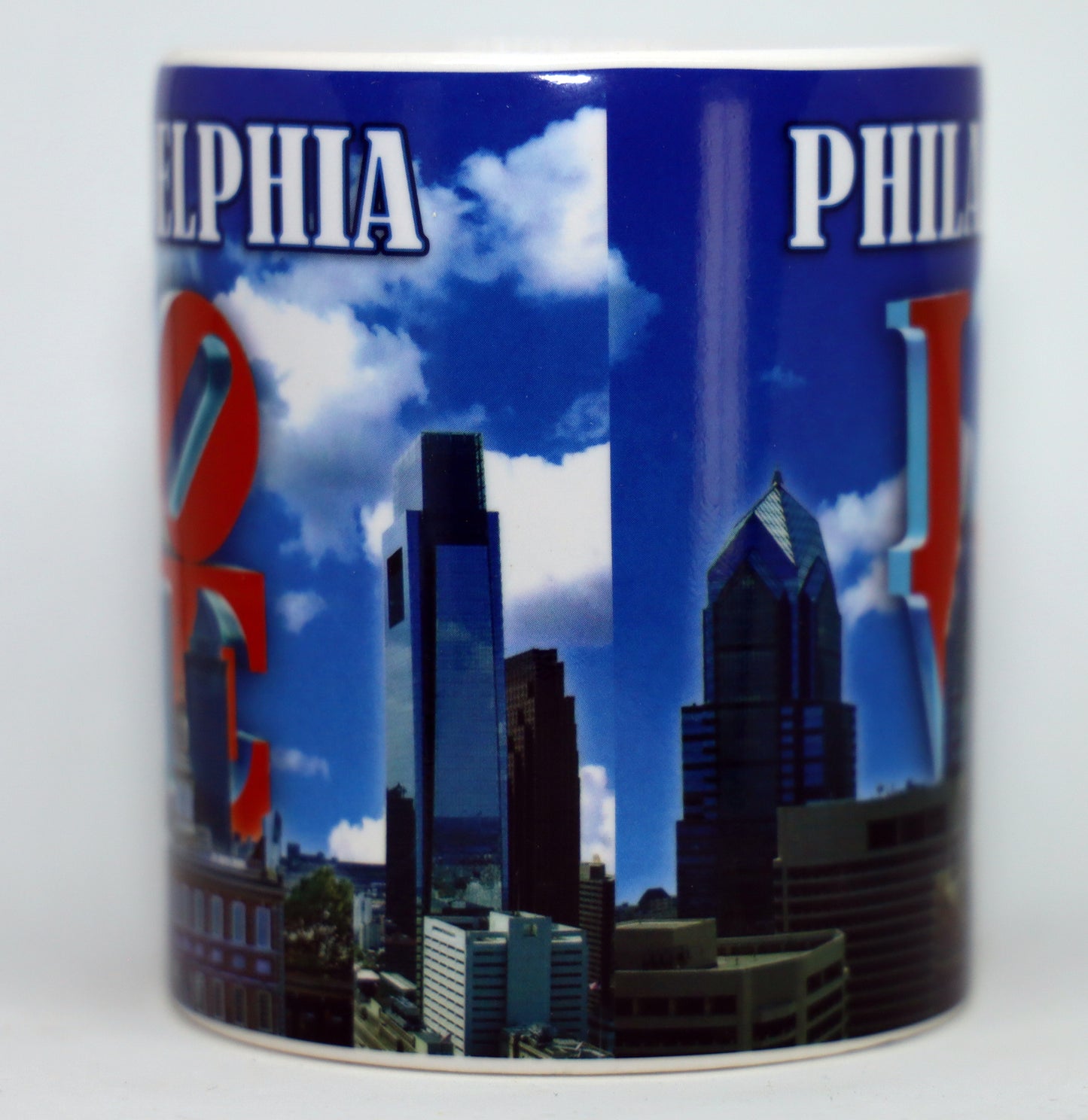 Philadelphia Pennsylvania Day Skyline Love Sculpture Mug 11 oz