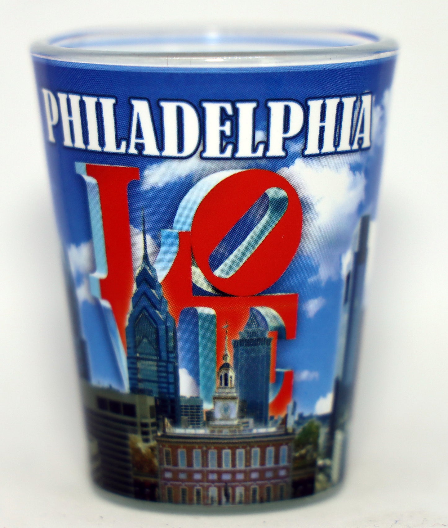 Philadelphia Pennsylvania Day Skyline Love Sculpture Shot Glass