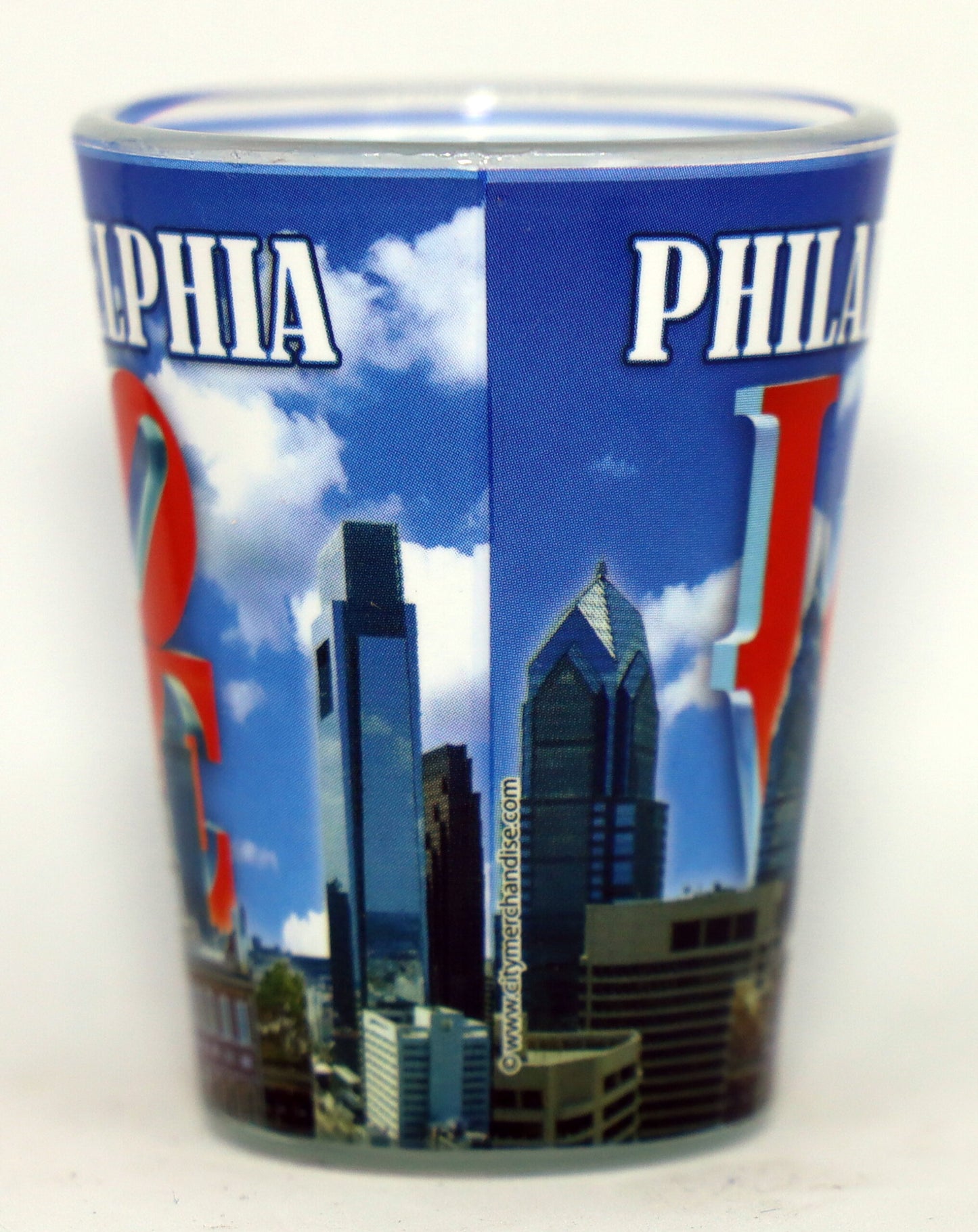 Philadelphia Pennsylvania Day Skyline Love Sculpture Shot Glass