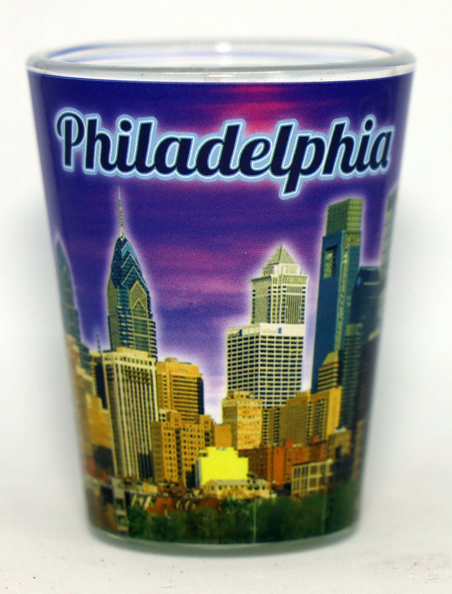 Philadelphia Pennsylvania Purple Skyline Shot Glass