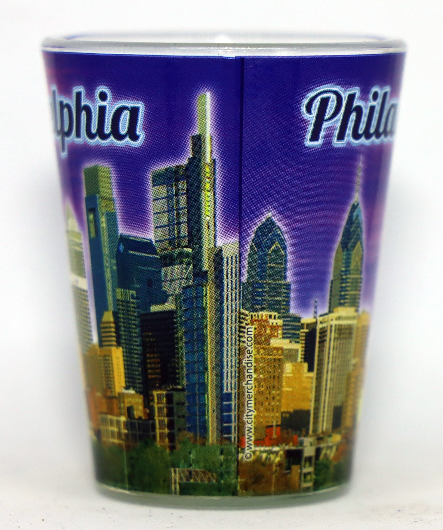 Philadelphia Pennsylvania Purple Skyline Shot Glass