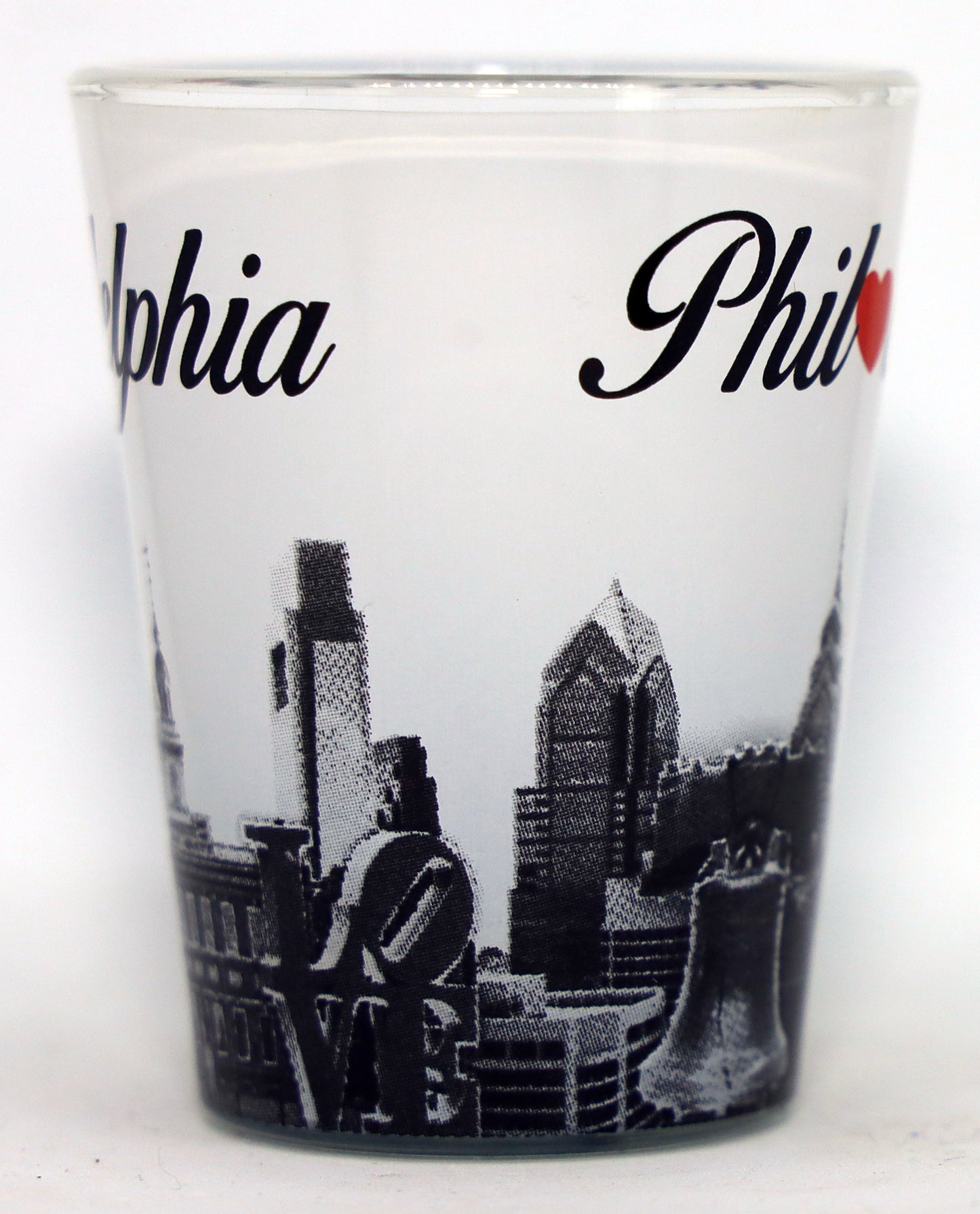 Philadelphia Pennsylvania White B & W Monument Red Heart Shot Glass