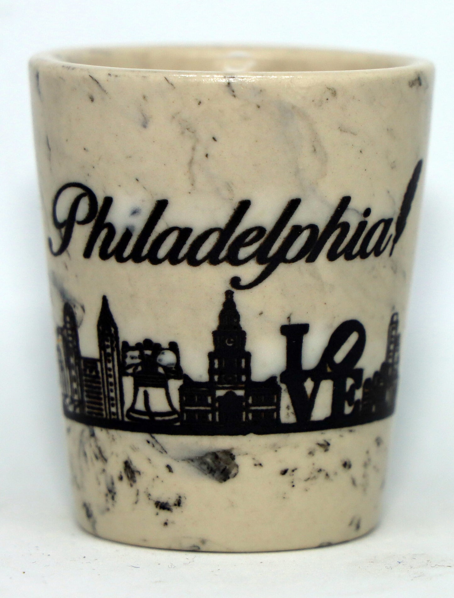 Philadelphia Pennsylvania White Marble Ceramic Shot Glass