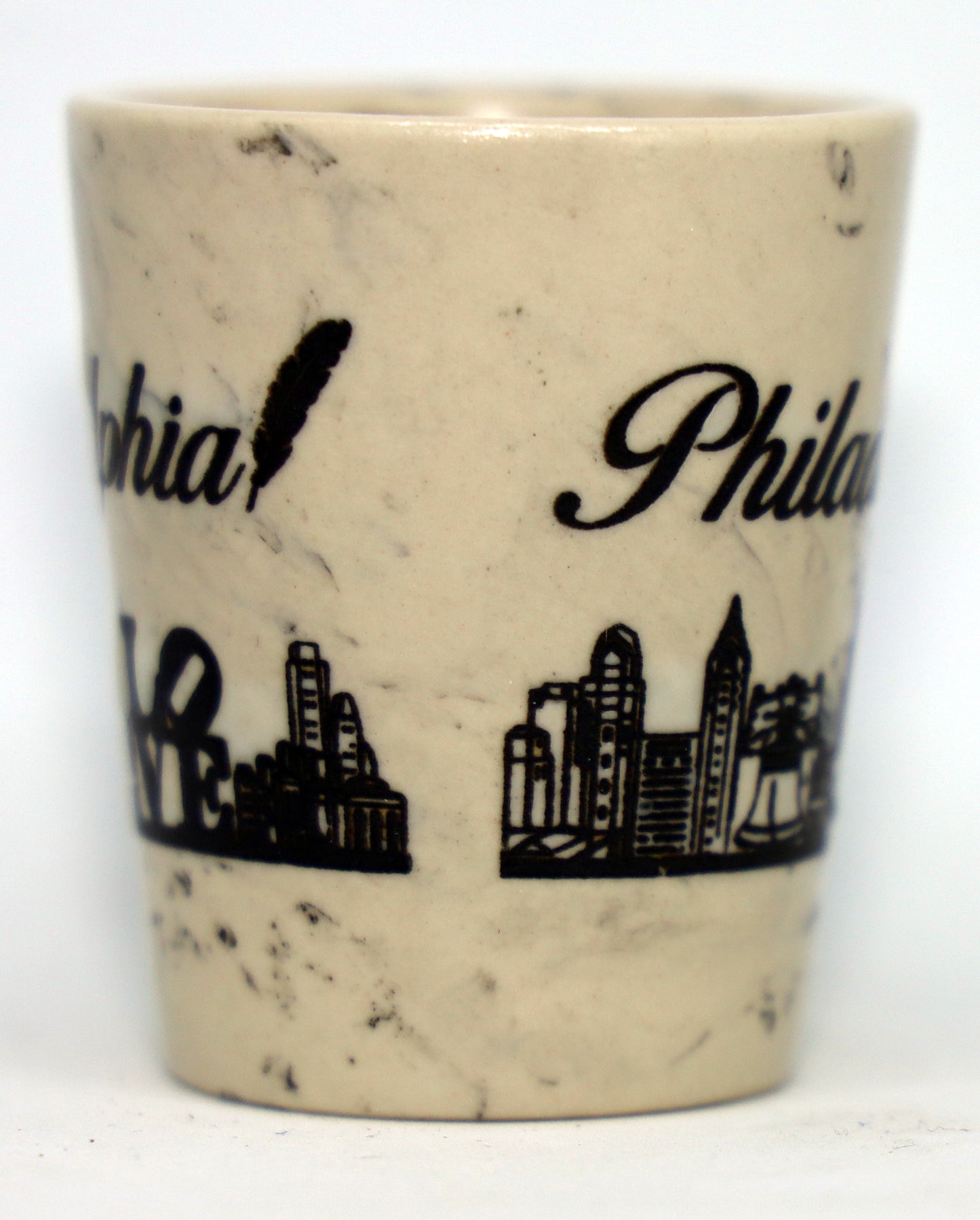 Philadelphia Pennsylvania White Marble Ceramic Shot Glass