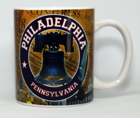 Philadelphia Pennsylvania Yellow Liberty Bell Coffee Mug 11 oz