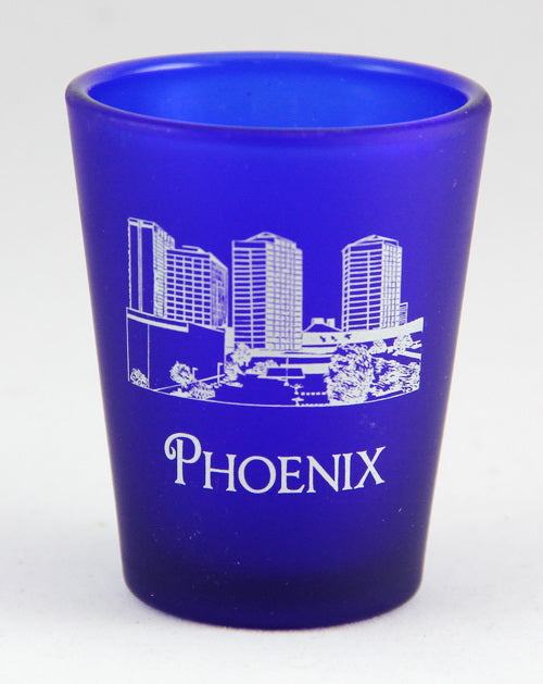 Phoenix Arizona USA Cobalt Blue Frosted Shot Glass