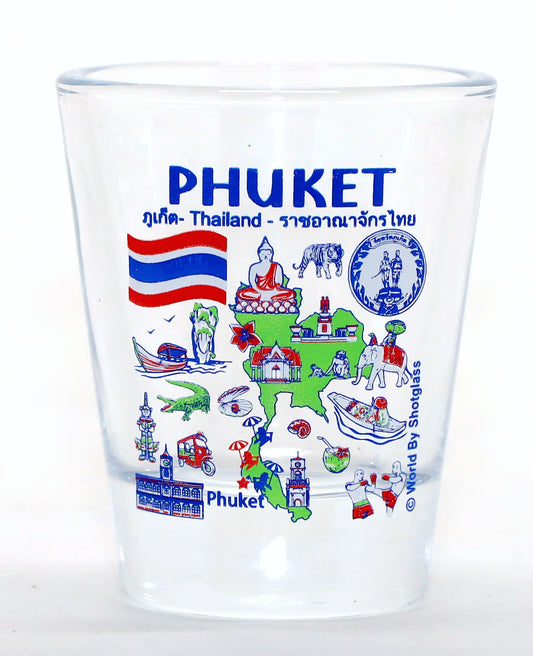 Phuket Thailand Landmarks and Icons Collage Shot Glass