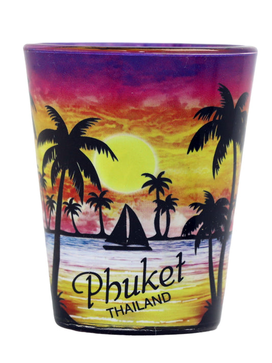 Phuket Thailand Palm Sunset Shot Glass