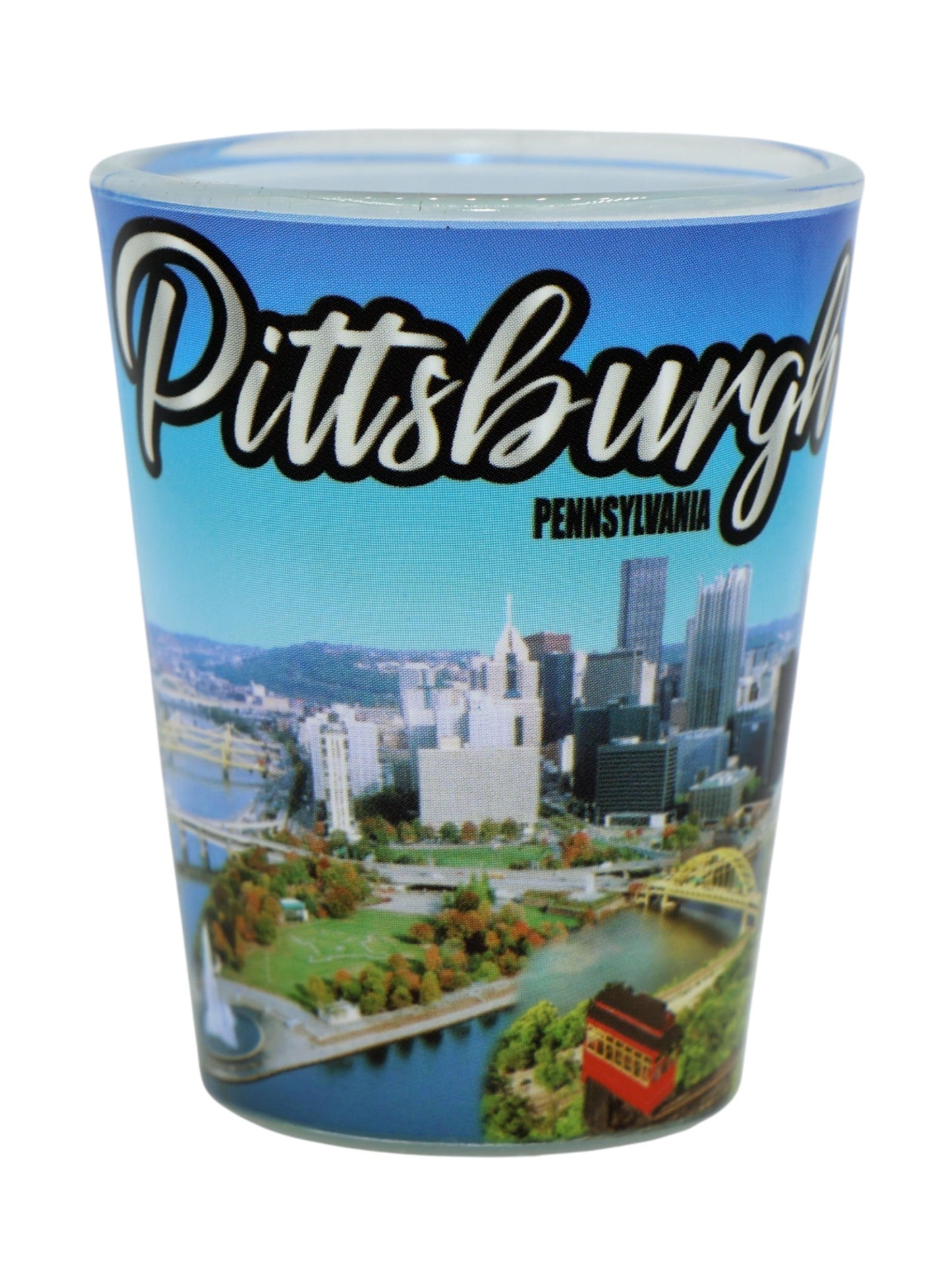 Pittsburgh Pennsylvania City Blue Skyline Shot Glass