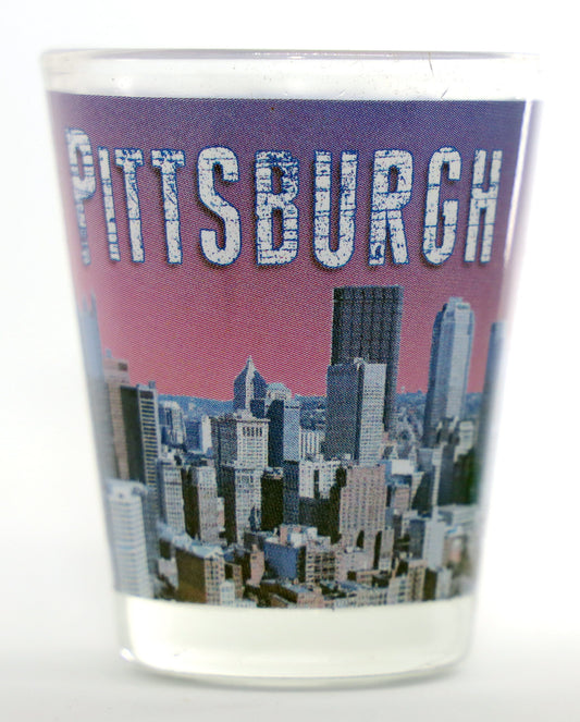 Pittsburgh Pennsylvania Purple Skyline Photo Shot Glass