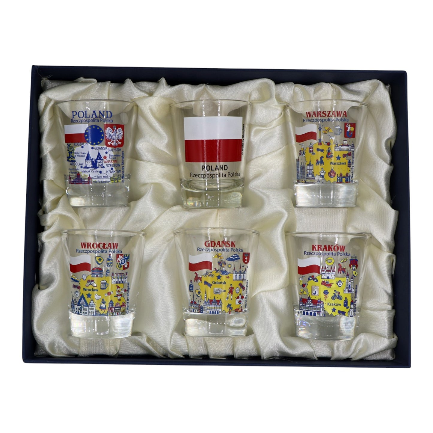 Poland Souvenir Boxed Shot Glass Set (Set of 6)