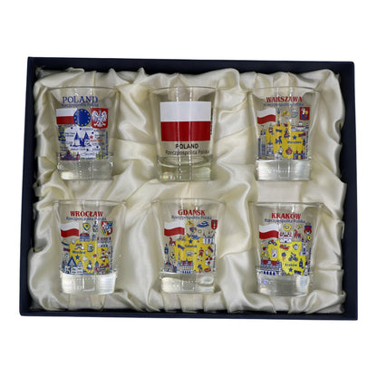 Poland Souvenir Boxed Shot Glass Set (Set of 6)