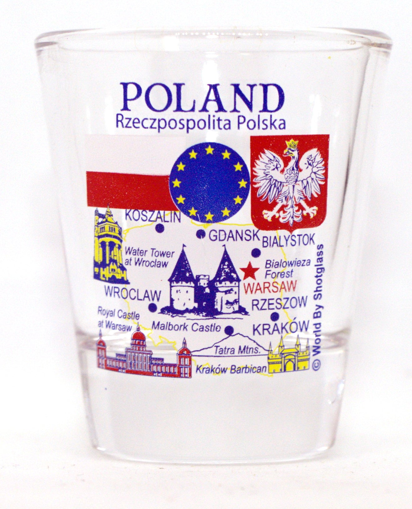 Poland EU Series Landmarks and Icons Collage Shot Glass