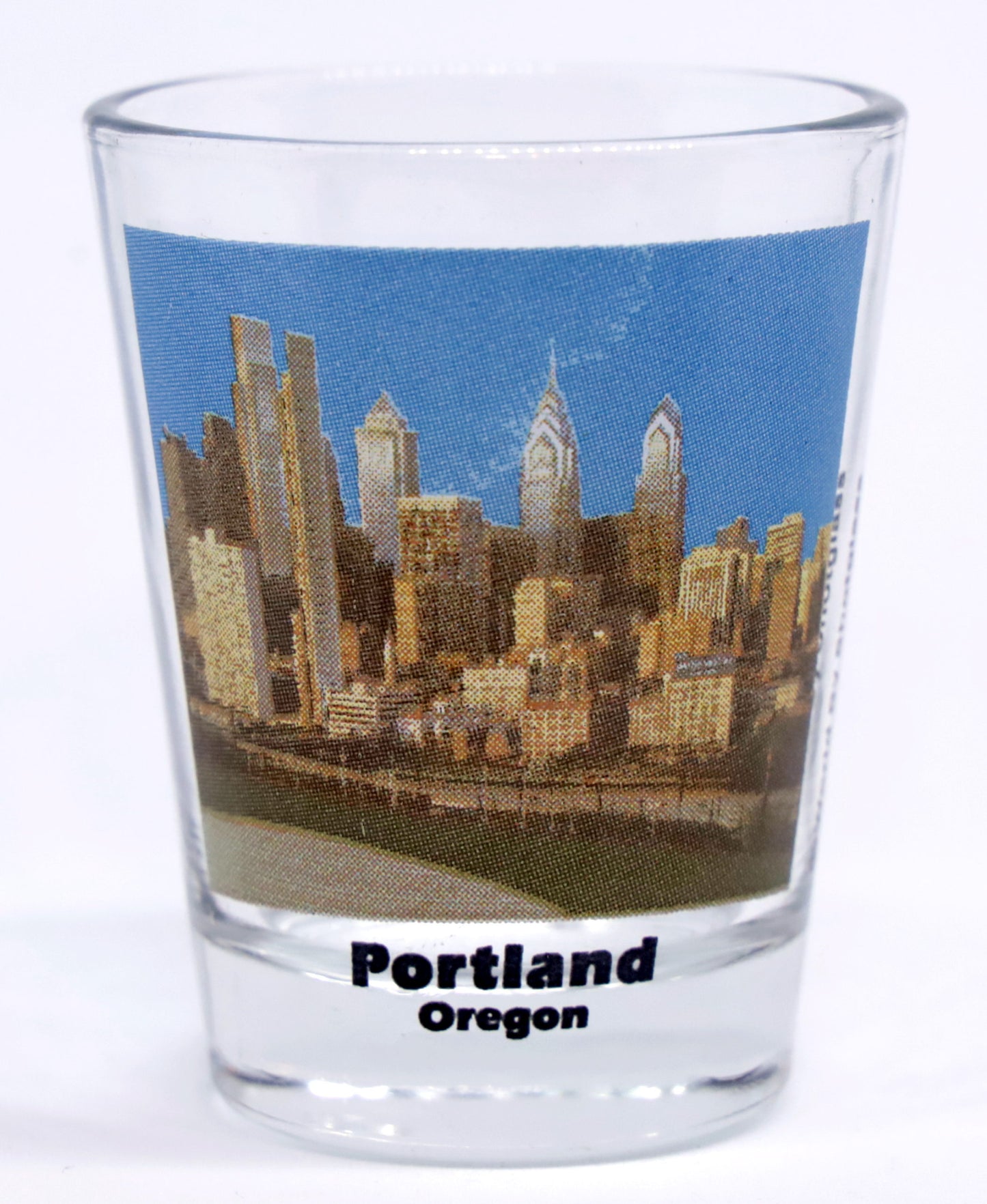 Portland Oregon City Skyline Color Photo Shot Glass