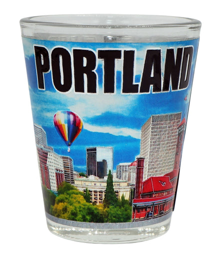 Portland Oregon Skyline Air Balloon Shot Glass