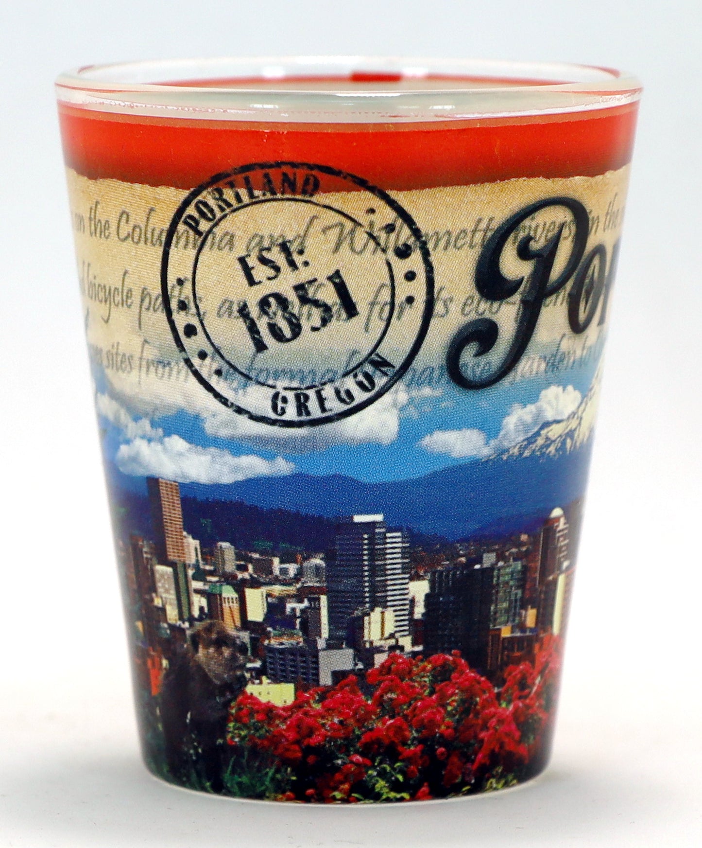 Portland Oregon Stamp Design Shot Glass