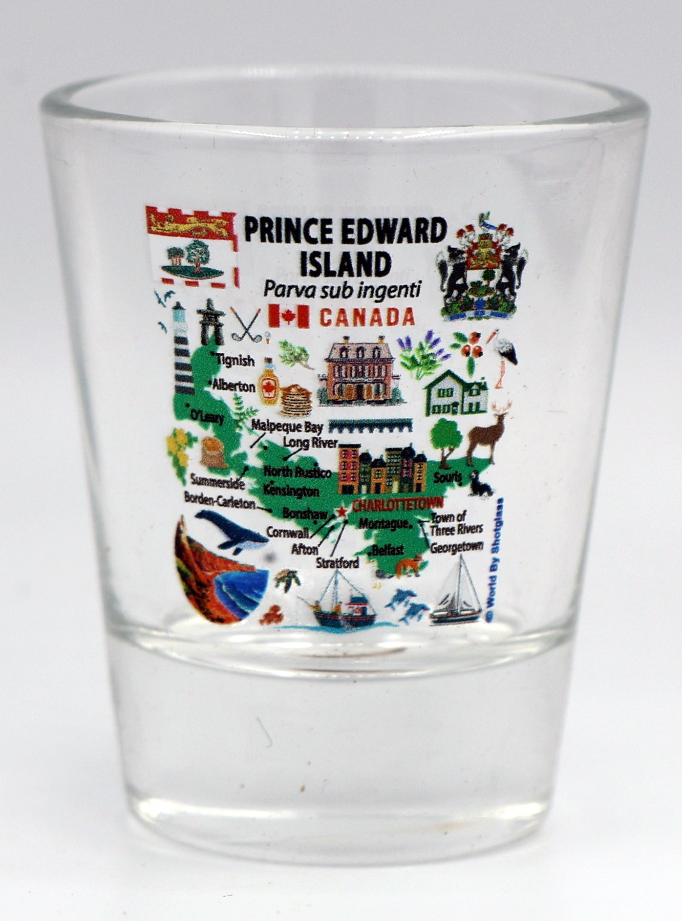 Prince Edward Island Canada Map and Attractions Collage Shot Glass