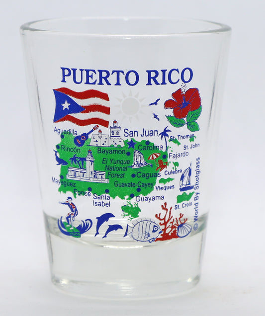 Puerto Rico Map Shot Glass
