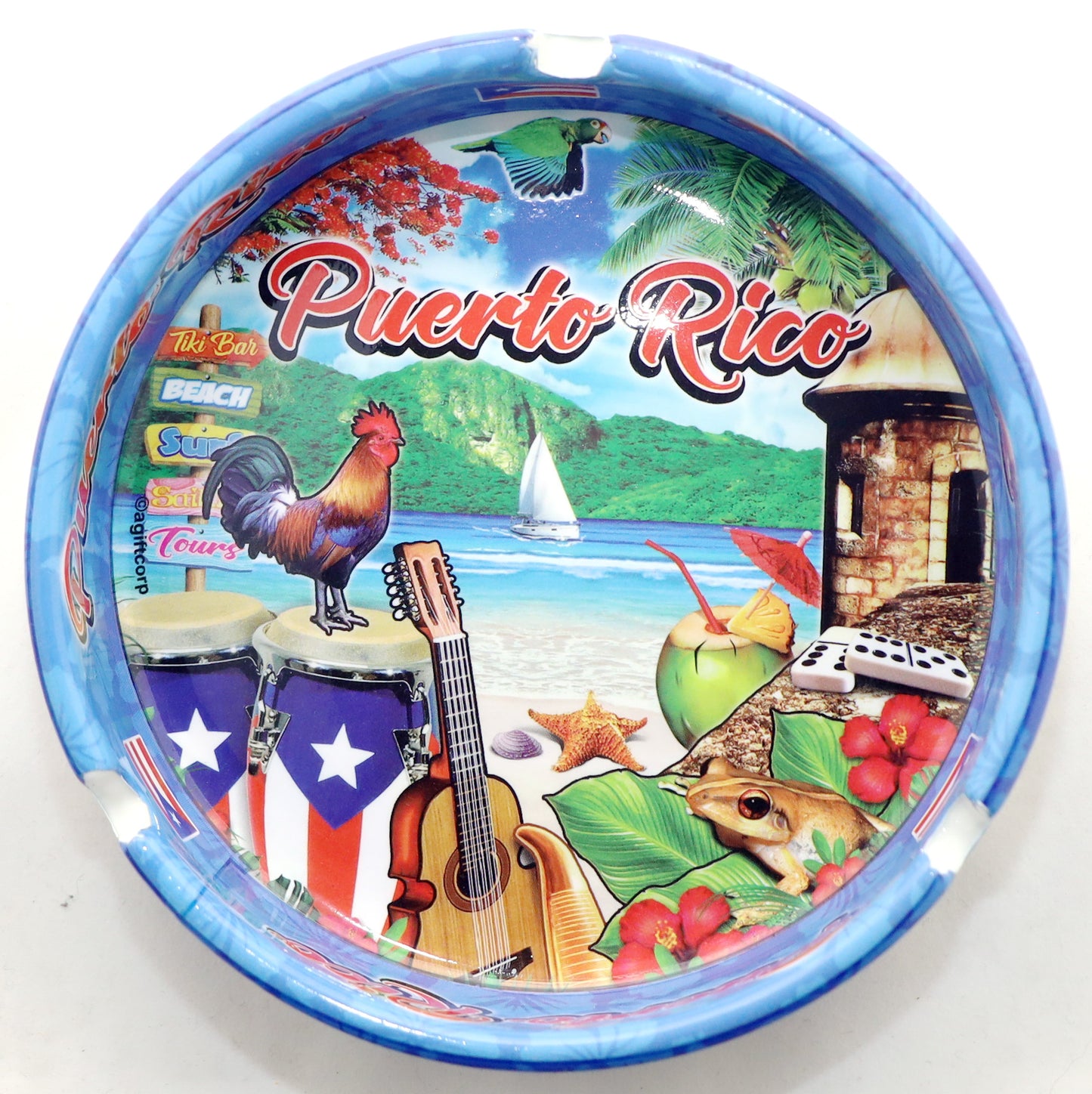 Puerto Rico Scene Full Wrap Porcelain Ashtray 5"