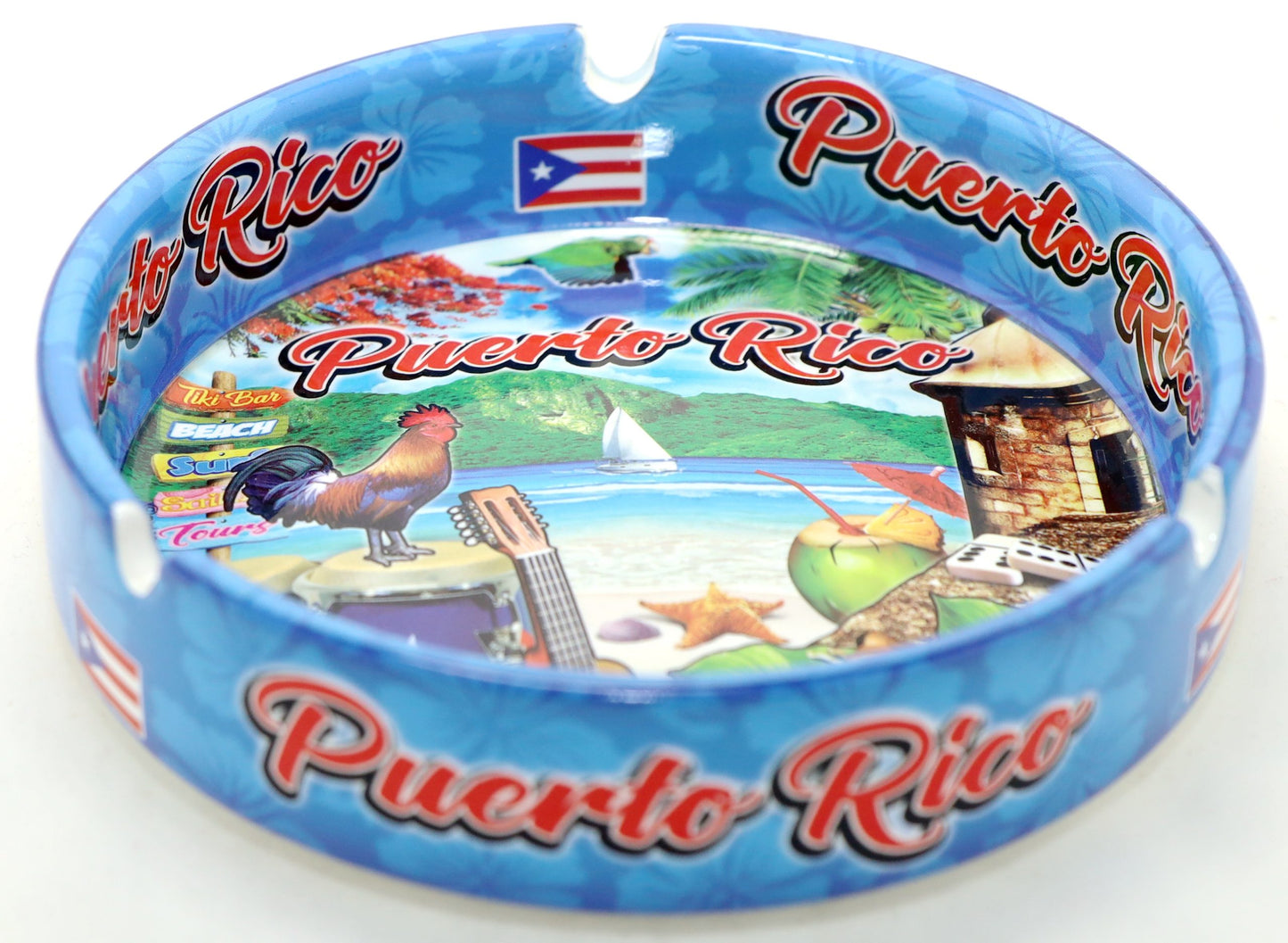 Puerto Rico Scene Full Wrap Porcelain Ashtray 5"