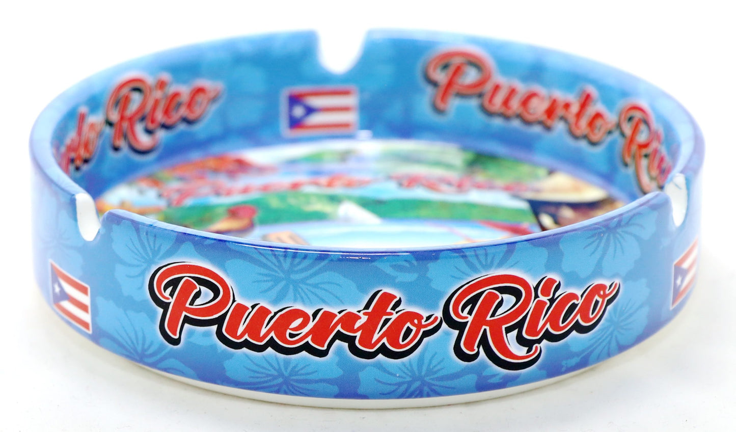 Puerto Rico Scene Full Wrap Porcelain Ashtray 5"