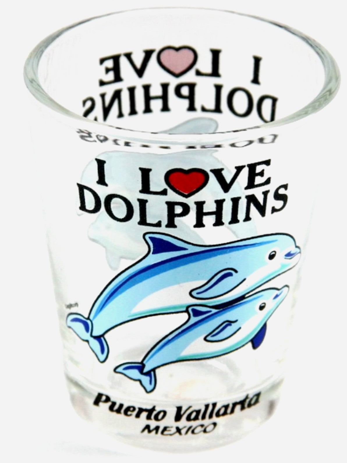 Puerto Vallarta Mexico I Love Dolphins Shot Glass New Edition