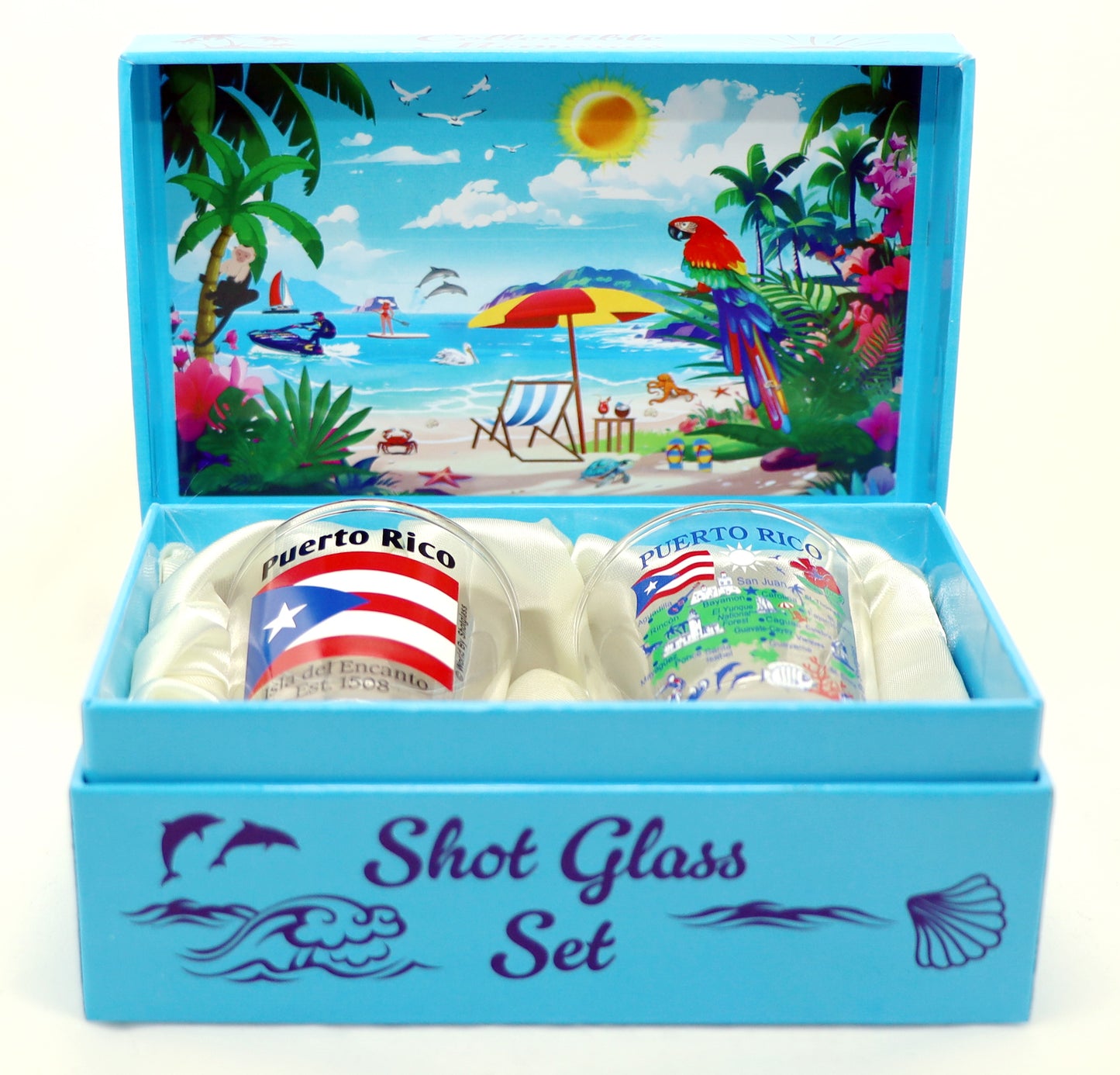 Puerto Rico Caribbean Shot Glass Boxed Set (Set of 2)