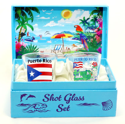 Puerto Rico Caribbean Shot Glass Boxed Set (Set of 2)